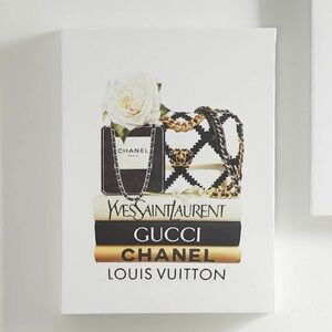 Luxury Fashion Inspired Canvas Art with White Rose